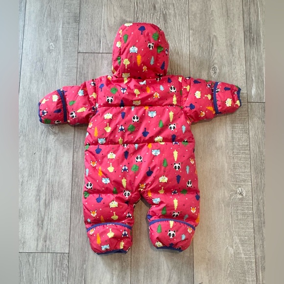 Columbia Sz 6M Baby Bunting Snowsuit Red DOWN FILL Animals - Picture 6 of 6